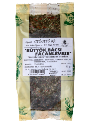 Bütyök Bácsi Fácánlevese 50 g - Fűszerkeverék Bütyök Bácsi Fácánlevese 50 g - Fűszerkeverék